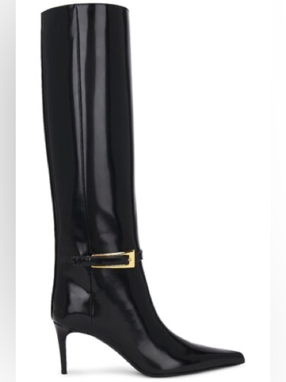 New Saint Laurent Lee Buckle Boot Size 39 black. Long boot gold lee buckle